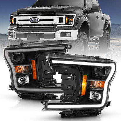 ANZO 2018-2019 Ford F-150 Projector Plank Style HL Black Amber (Sem Switchback)