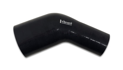 Vibrante codo de transición de 45 grados de silicona negra brillante de 3 pulg. de DI x 3,50 pulg. de DI