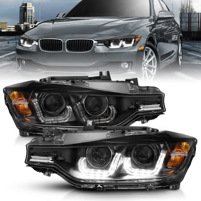 ANZO 2012-2015 BMW Série 3 Faróis projetores com U-Bar preto