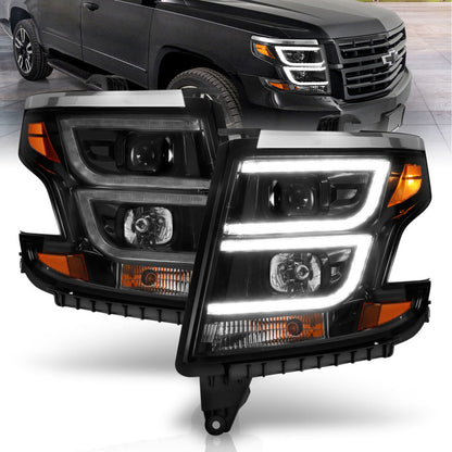ANZO 2015-2020 Chevy Tahoe projetor faróis estilo prancha preto com DRL