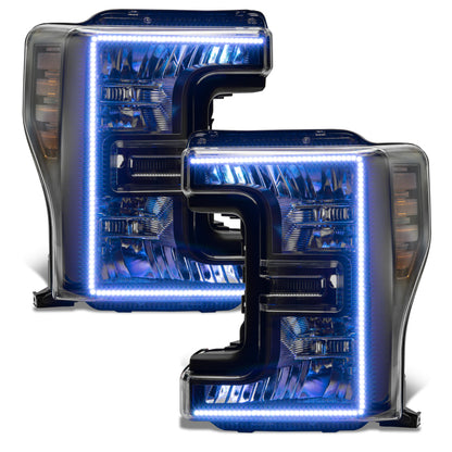 Oracle 17-19 Ford F-250 SD Dynamic Pre-Assembled Headlights - Halogen - Black Edition -