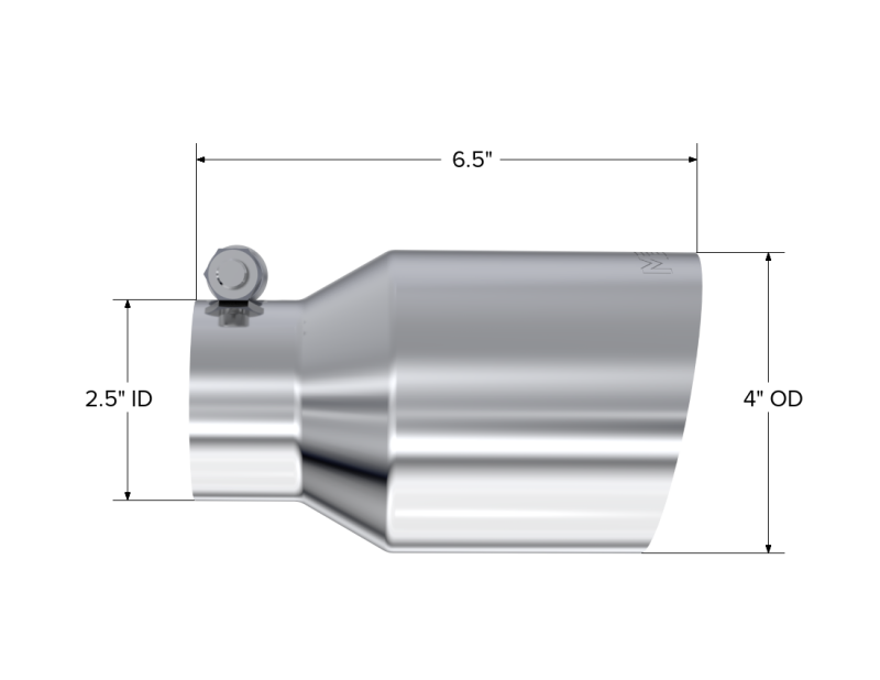 MBRP Universal T304 SS Punta 4in OD/2.5in Inlet/6.5in L