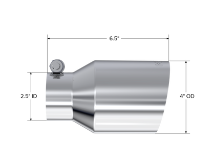 MBRP Universal T304 SS Punta 4in OD/2.5in Inlet/6.5in L