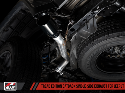 AWE Tuning 20-21 Jeep Gladiator JT 3.6L Tread Edition Cat-Back Single Side Escape - Diamond Black Ti
