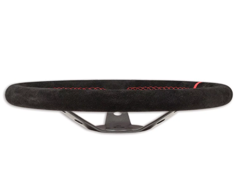 Longacre Racing - Volante de aluminio de 15" Empuñadura de gamuza negra con costuras rojas (56797)