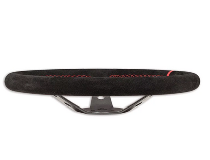 Longacre Racing - Volante de alumínio de 15" Punho de camurça preta com costura vermelha (56797)