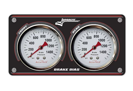 Longacre Racing - Brake Balance Panel (2) 2.5", 1500 PSI White Face Gauges (44134)