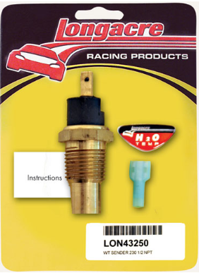 Longacre Racing - Sensor de temperatura da água 230 graus 1/2 NPT (43250)