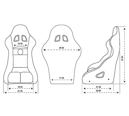 NRG - NRG FIA COMPETITION SEAT WITH COMPETITION FABRIC, FIA HOMOLOGATED FREE DRIVING POSITION
