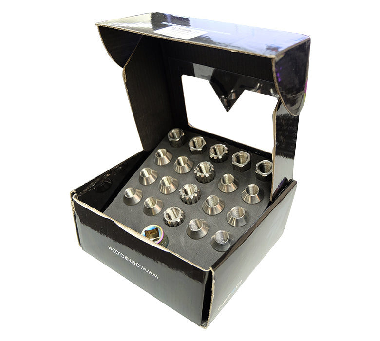 NRG - M12 X 1,5 TITÂNIO NEOCROMÁTICO CONJUNTO DE PORCAS 21 PC / CHAVE DE TRAVA