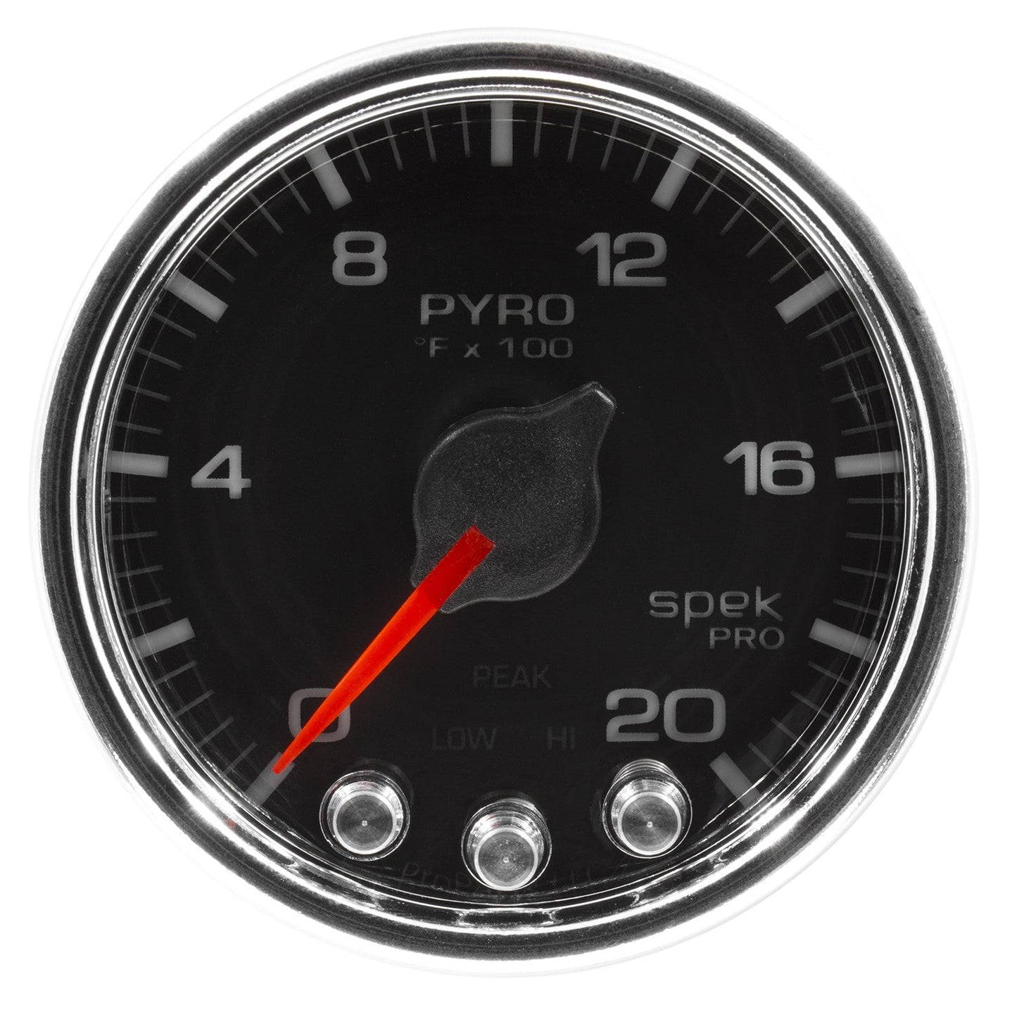 AutoMeter - PIRÓMETRO DE 2-1/16", 0-2000 °F, MOTOR PASO A PASO, SPEK-PRO, DIAL NEGRO, BISEL CROMADO, LENTE TRANSPARENTE (P31031)