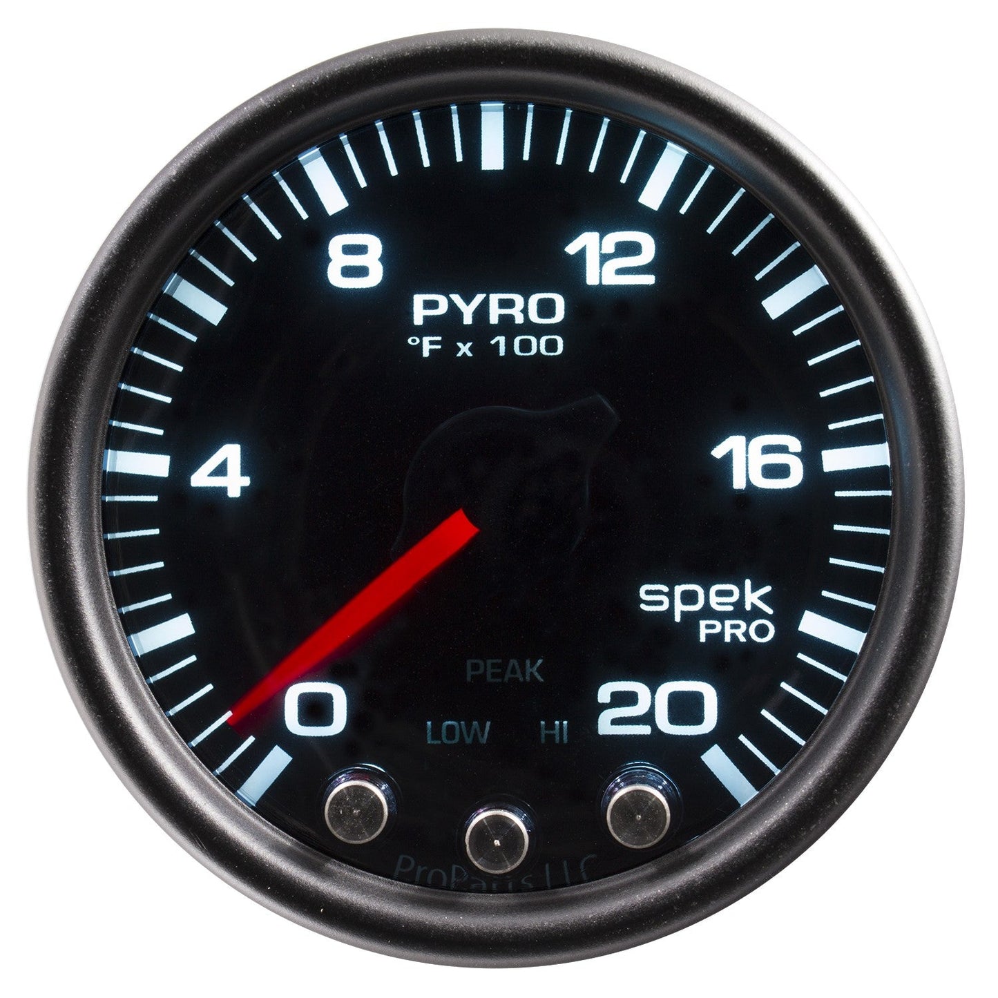 AutoMeter - PIRÓMETRO DE 2-1/16", 0-2000 °F, MOTOR PASO A PASO, SPEK-PRO, DIAL NEGRO, BISEL NEGRO, LENTE AHUMADO (P31052)