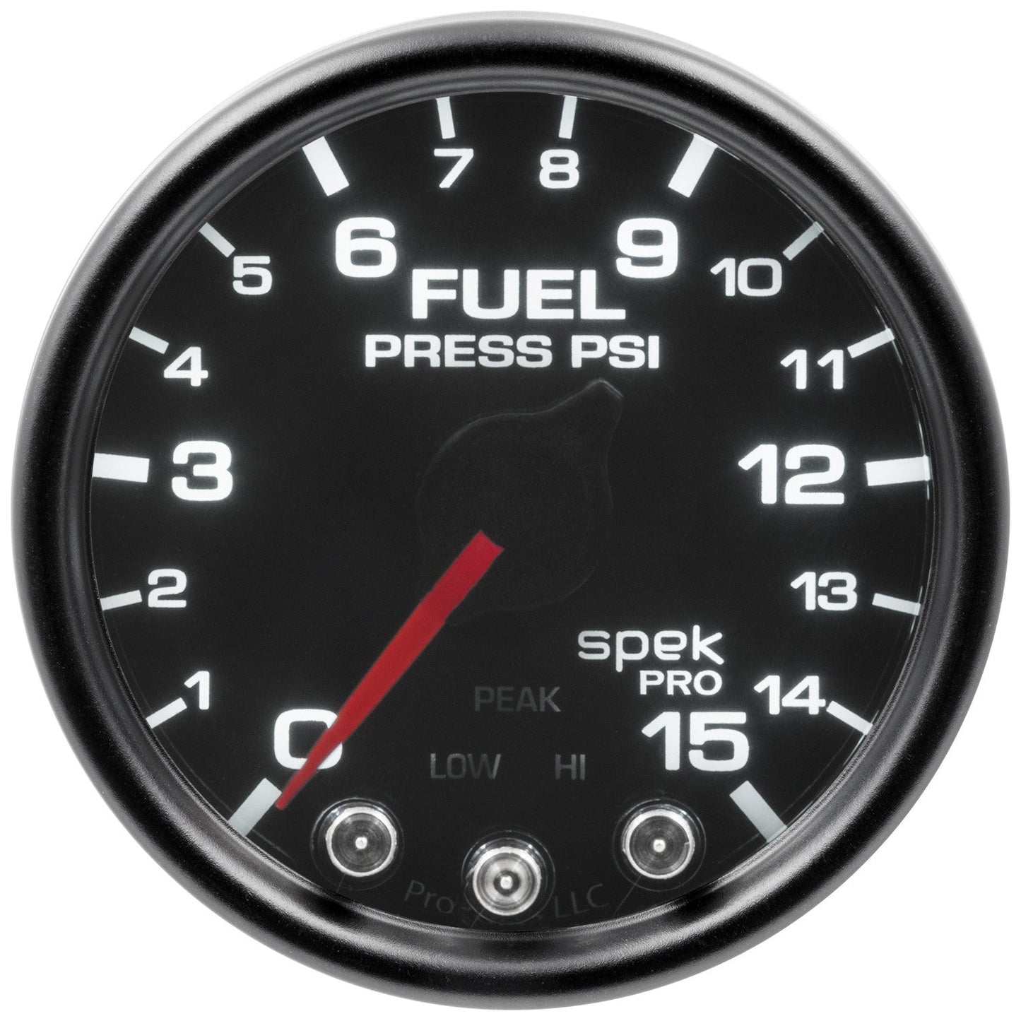 AutoMeter - 2-1/16" FUEL PRESSURE, 0-15 PSI, STEPPER MOTOR, SPEK-PRO, BLACK DIAL, BLACK BEZEL, SMOKED LENS (P31552)