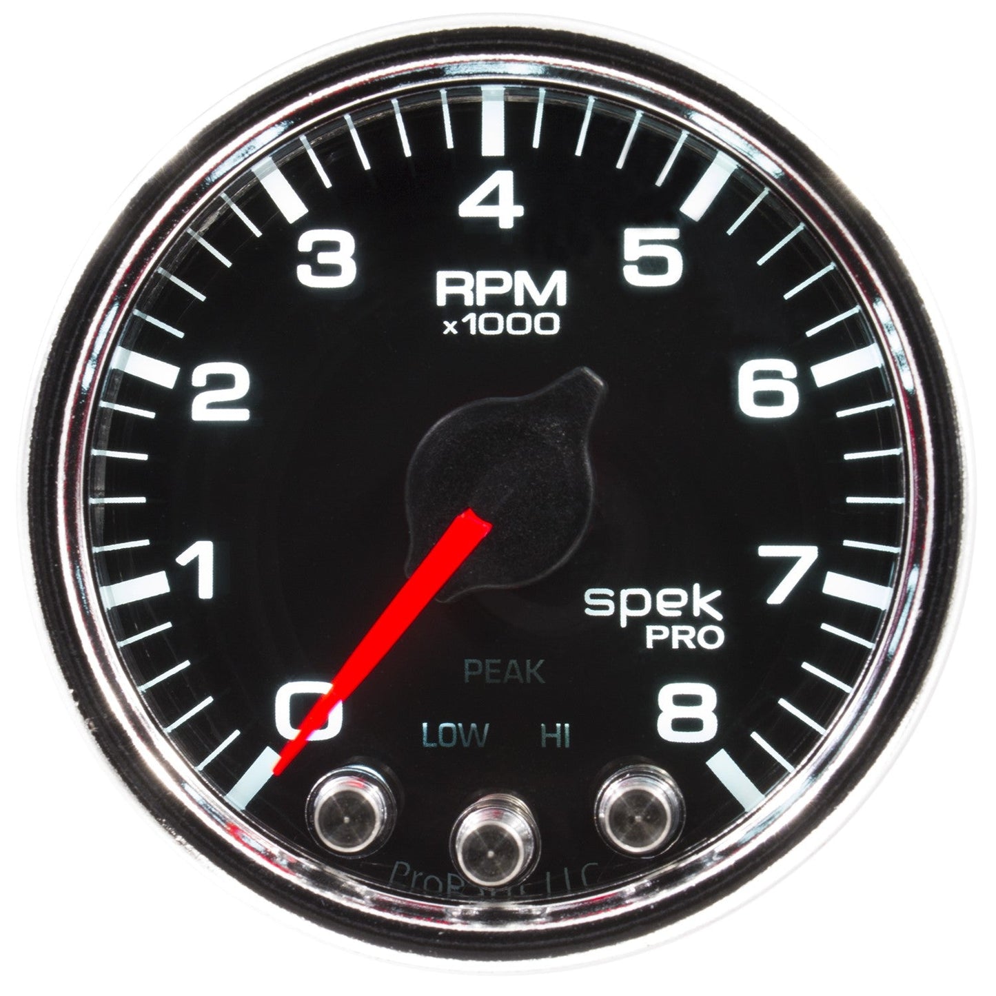 AutoMeter - TACÔMETRO IN-DASH DE 2-1/16", 0-8.000 RPM, SPEK-PRO, DIAL PRETO, BEZEL CROMADO, LENTE CLARA (P33431)