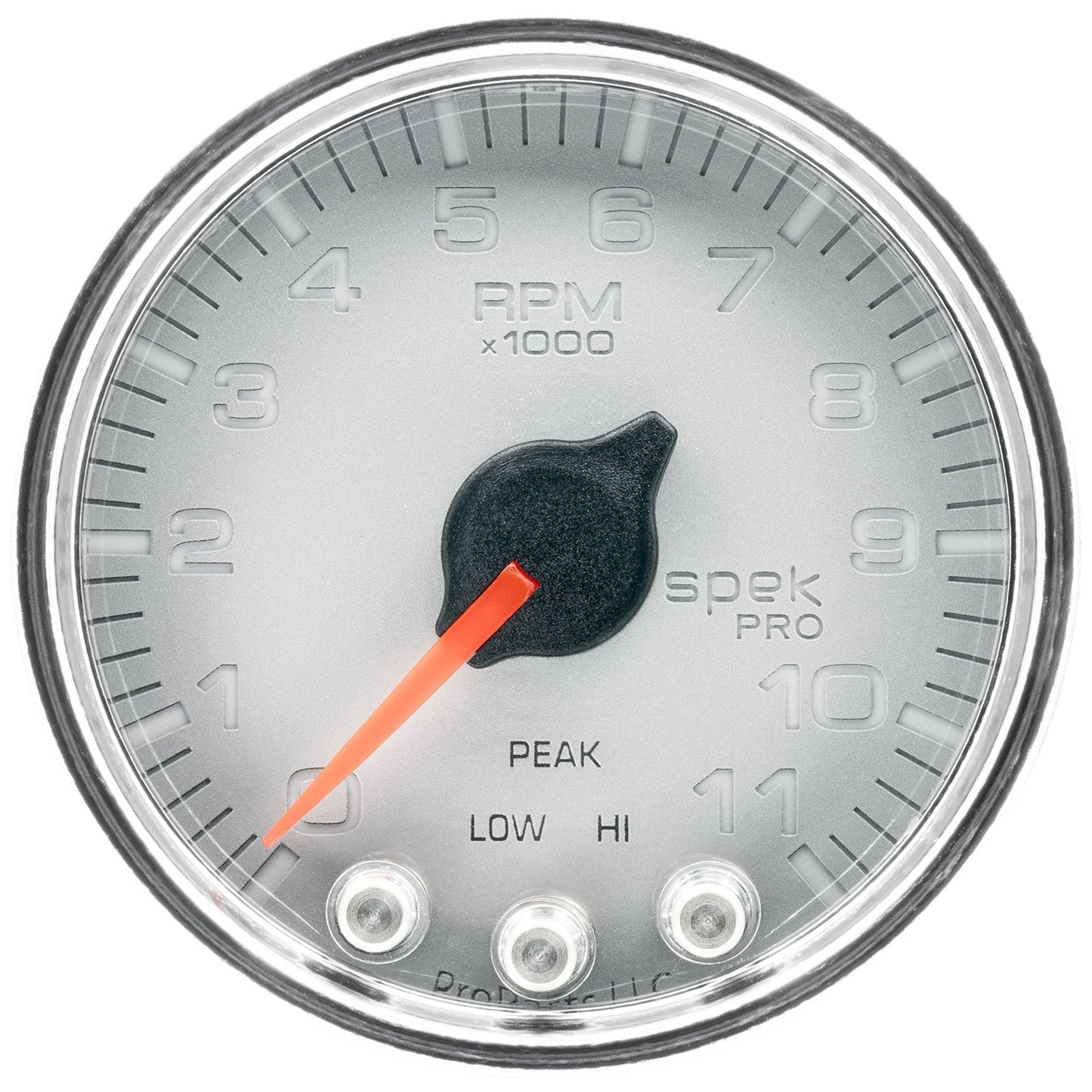 AutoMeter - 2-1/16" IN-DASH TACHOMETER, 0-11,000 RPM, SPEK-PRO, SILVER DIAL, CHROME BEZEL, CLEAR LENS  (P33621)