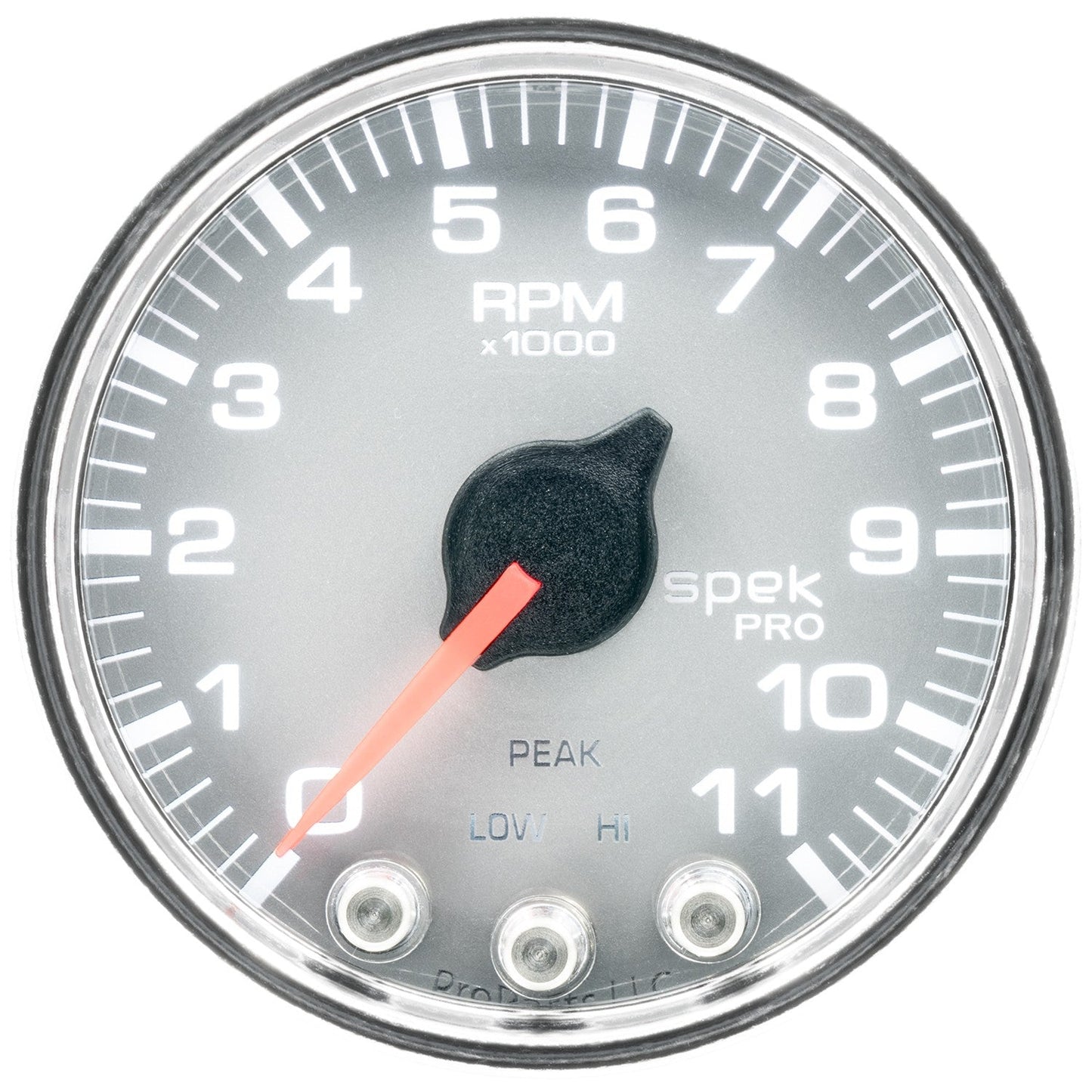 AutoMeter - 2-1/16" IN-DASH TACHOMETER, 0-11,000 RPM, SPEK-PRO, SILVER DIAL, CHROME BEZEL, CLEAR LENS  (P33621)