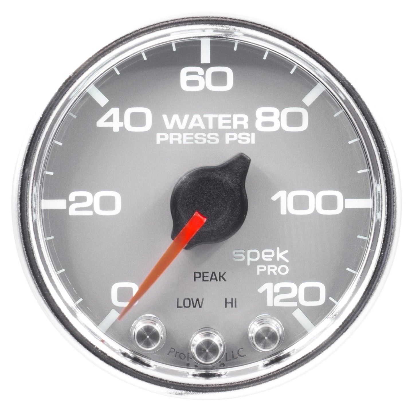AutoMeter - 2-1/16" WATER PRESSURE, 0-120 PSI, STEPPER MOTOR, SPEK-PRO, SILVER DIAL, CHROME BEZEL, CLEAR LENS (P34521)