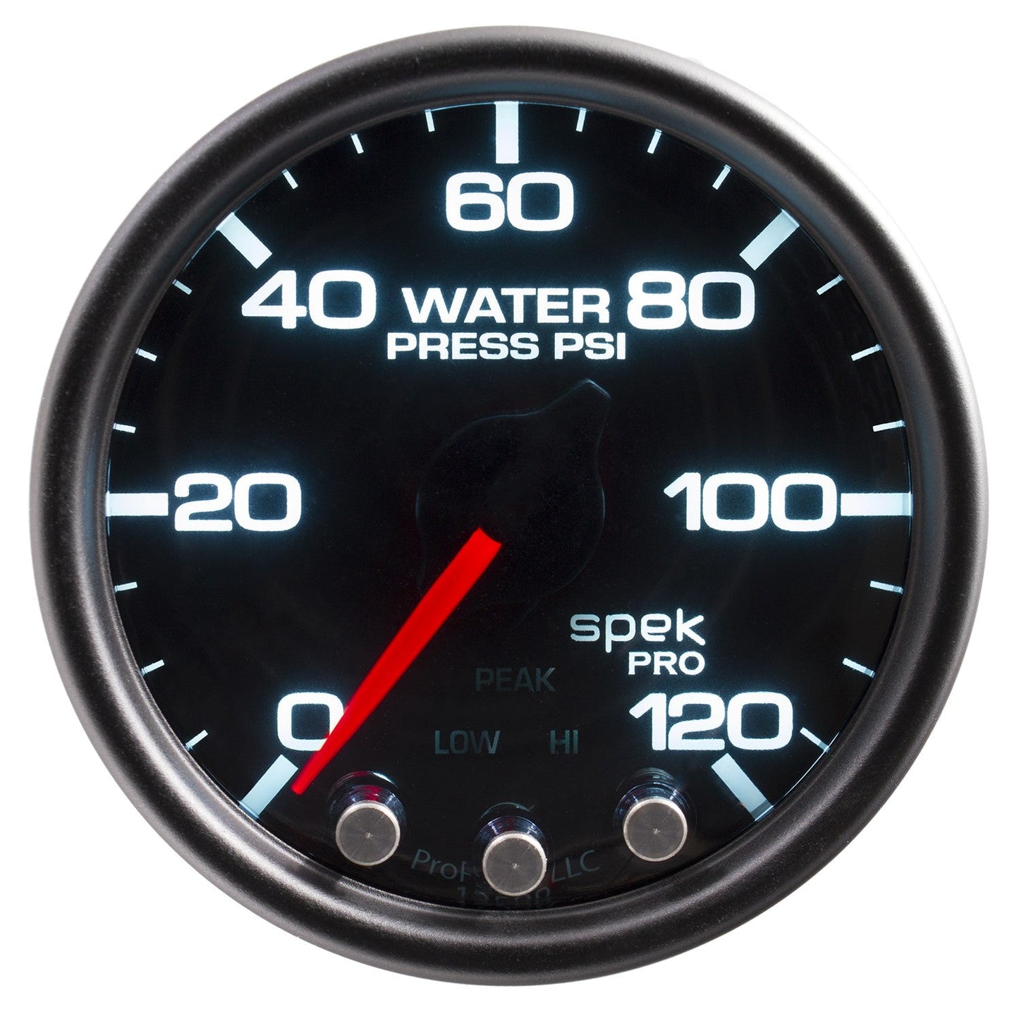 AutoMeter - 2-1/16" WATER PRESSURE, 0-120 PSI, STEPPER MOTOR, SPEK-PRO, BLACK DIAL, BLACK BEZEL, SMOKED LENS (P34552)