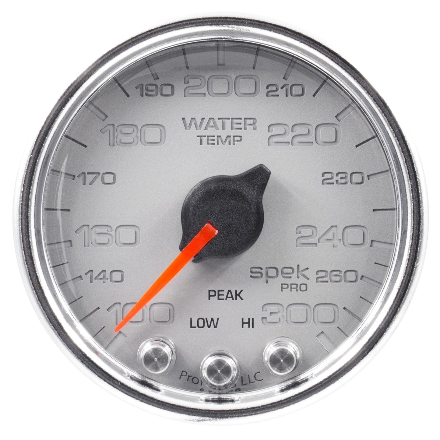 AutoMeter - 2-1/16" TEMPERATURA DA ÁGUA, 100-300 °F, MOTOR DE PASSO, SPEK-PRO, DISCO PRATA, BEZEL CROMADO, LENTE CLARA (P34621) 