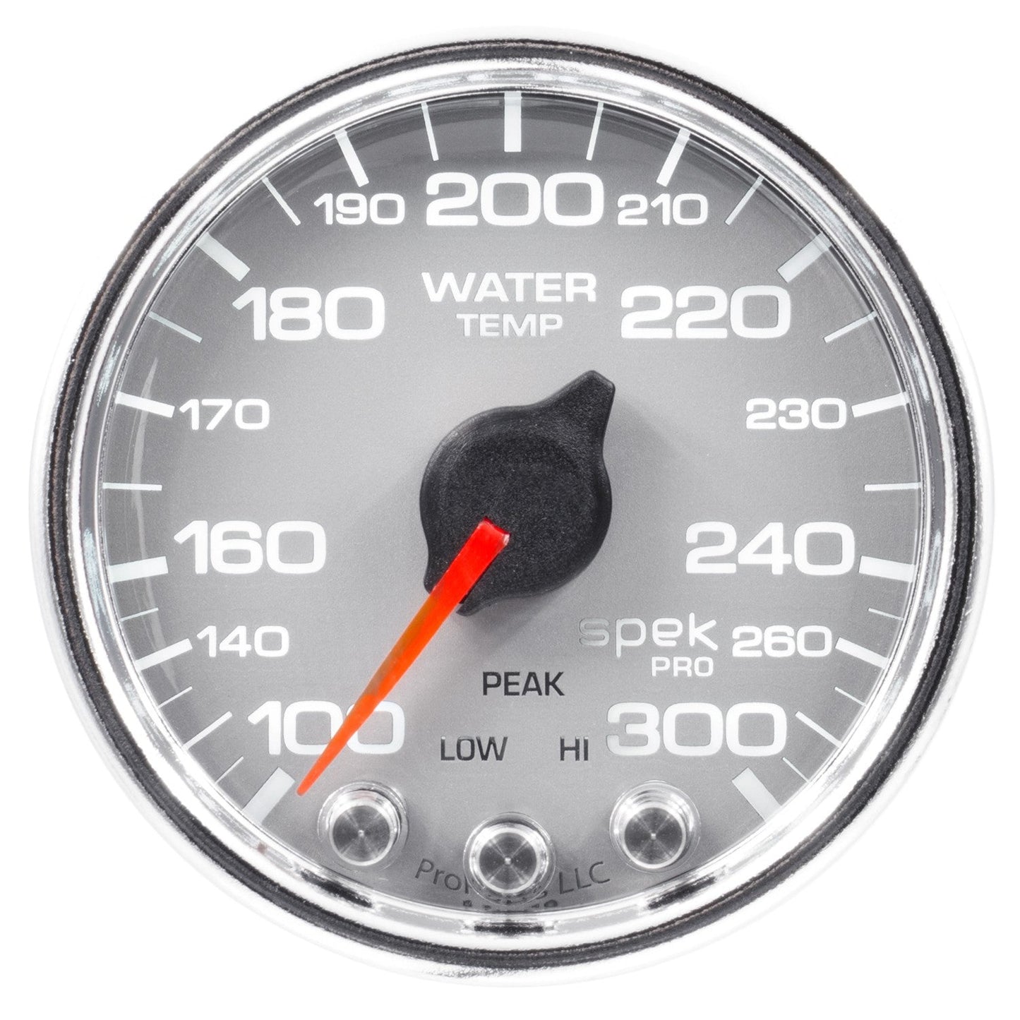 AutoMeter - 2-1/16" TEMPERATURA DA ÁGUA, 100-300 °F, MOTOR DE PASSO, SPEK-PRO, DISCO PRATA, BEZEL CROMADO, LENTE CLARA (P34621) 