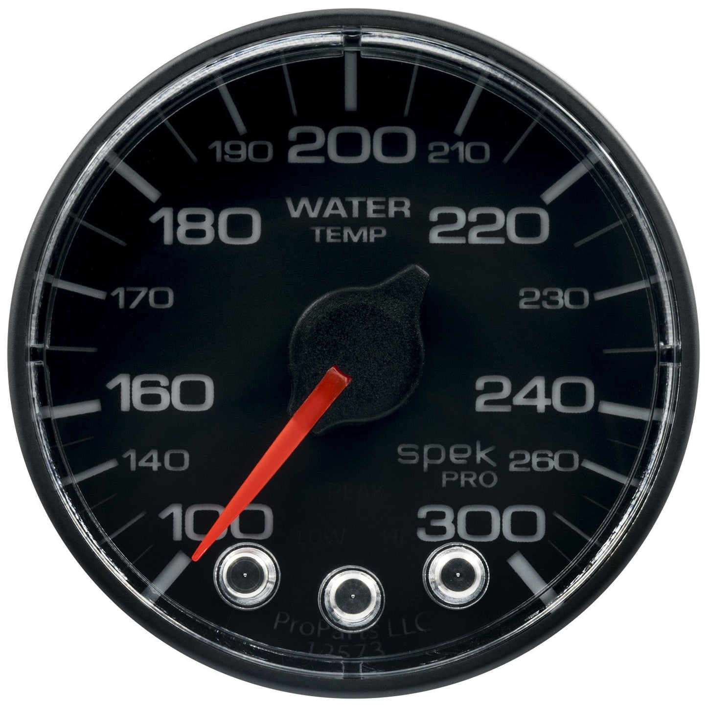 AutoMeter - 2-1/16" WATER TEMPERATURE, 100-300 °F, STEPPER MOTOR, SPEK-PRO, BLACK DIAL, BLACK BEZEL, FLAT ANTIGLARE LENS (P346328)