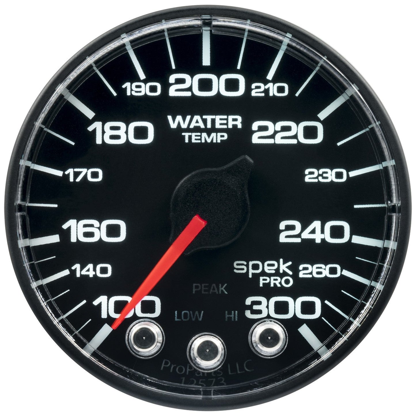 AutoMeter - TEMPERATURA DEL AGUA DE 2-1/16", 100-300 °F, MOTOR PASO A PASO, SPEK-PRO, DIAL NEGRO, BISEL NEGRO, LENTE PLANA ANTIRREFLEJANTE (P346328) 