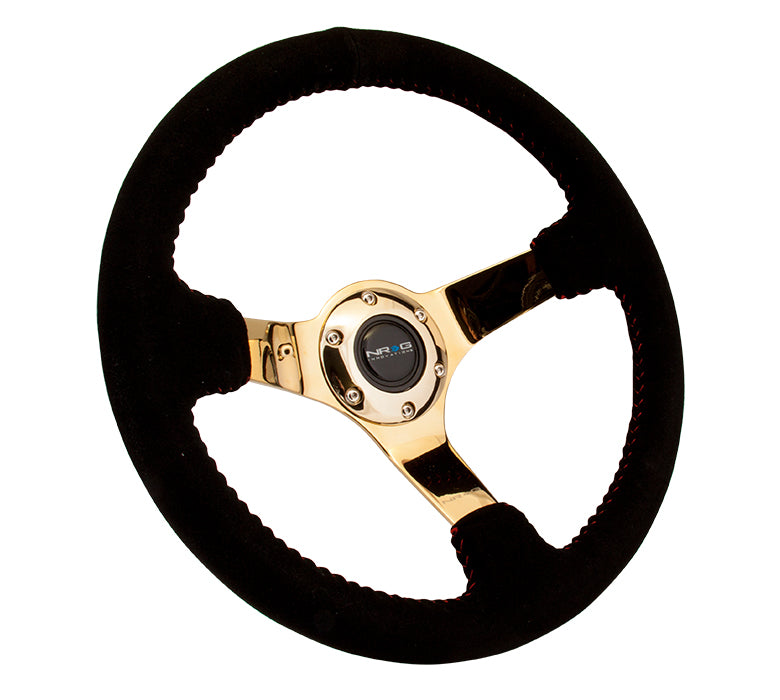 NRG -DEEP DISH SPORT STEERING WHEEL REINFORCED VERSION W/ THREE SPOKE CENTER 3IN DEEP DISH