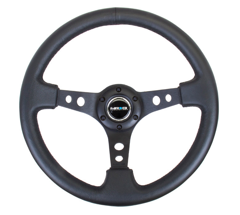 NRG - DEEP DISH SPORT STEERING WHEEL REINFORCED VERSION W/ THREE SPOKE CENTER W/ ROUND HOLES 3IN DEEP DISH