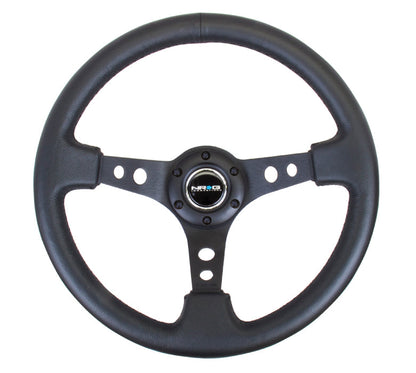 NRG - DEEP DISH SPORT STEERING WHEEL REINFORCED VERSION W/ THREE SPOKE CENTER W/ ROUND HOLES 3IN DEEP DISH
