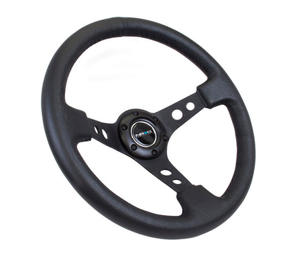 NRG - DEEP DISH SPORT STEERING WHEEL REINFORCED VERSION W/ THREE SPOKE CENTER W/ ROUND HOLES 3IN DEEP DISH
