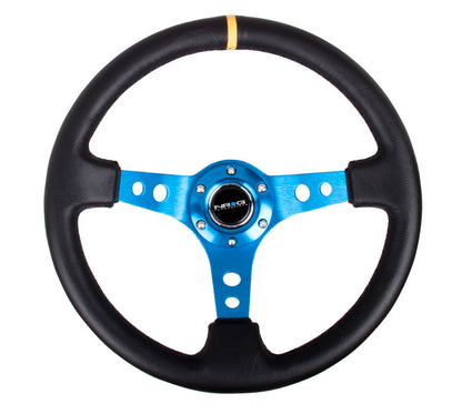 NRG - DEEP DISH SPORT STEERING WHEEL REINFORCED VERSION W/ THREE SPOKE CENTER W/ ROUND HOLES 3IN DEEP DISH