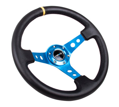 NRG - DEEP DISH SPORT STEERING WHEEL REINFORCED VERSION W/ THREE SPOKE CENTER W/ ROUND HOLES 3IN DEEP DISH