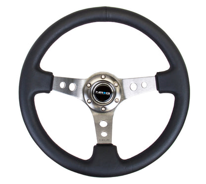 NRG - DEEP DISH SPORT STEERING WHEEL REINFORCED VERSION W/ THREE SPOKE CENTER W/ ROUND HOLES 3IN DEEP DISH