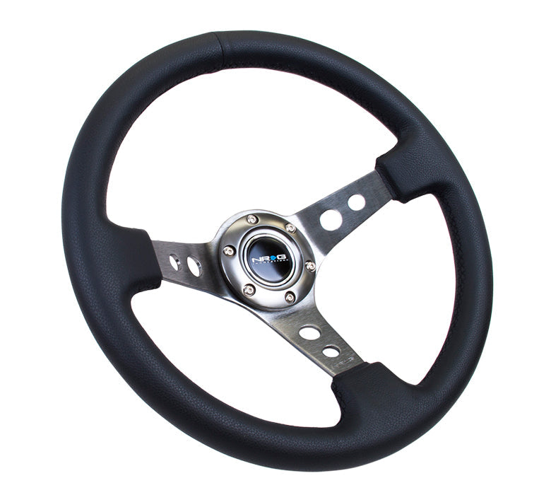 NRG - DEEP DISH SPORT STEERING WHEEL REINFORCED VERSION W/ THREE SPOKE CENTER W/ ROUND HOLES 3IN DEEP DISH