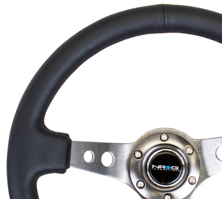 NRG - DEEP DISH SPORT STEERING WHEEL REINFORCED VERSION W/ THREE SPOKE CENTER W/ ROUND HOLES 3IN DEEP DISH
