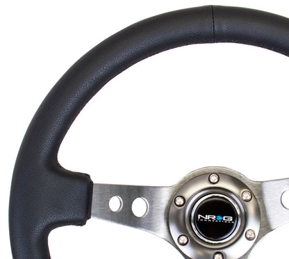 NRG - DEEP DISH SPORT STEERING WHEEL REINFORCED VERSION W/ THREE SPOKE CENTER W/ ROUND HOLES 3IN DEEP DISH