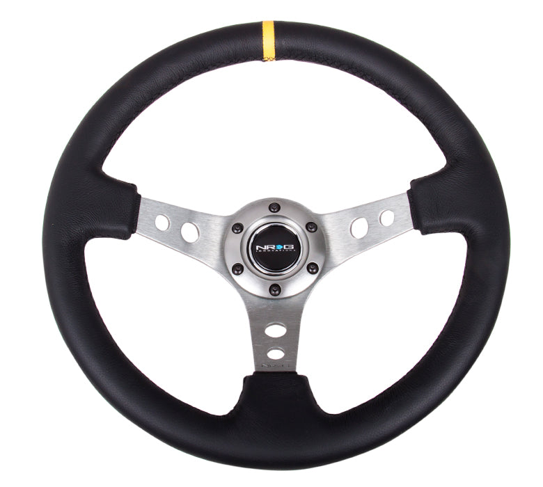 NRG - DEEP DISH SPORT STEERING WHEEL REINFORCED VERSION W/ THREE SPOKE CENTER W/ ROUND HOLES 3IN DEEP DISH