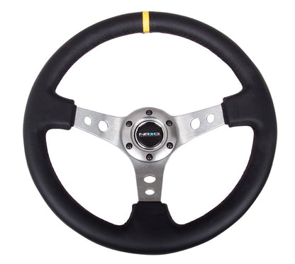 NRG - DEEP DISH SPORT STEERING WHEEL REINFORCED VERSION W/ THREE SPOKE CENTER W/ ROUND HOLES 3IN DEEP DISH