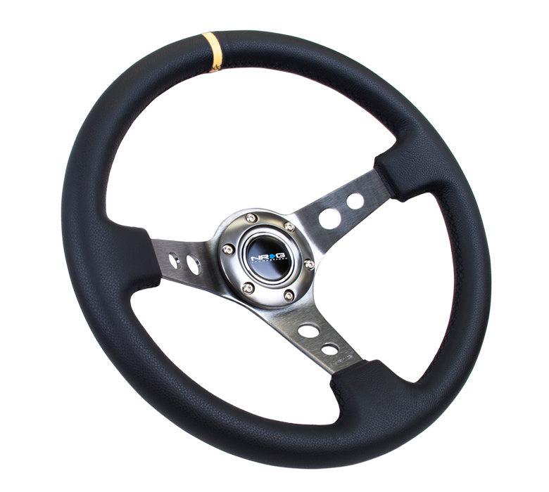 NRG - DEEP DISH SPORT STEERING WHEEL REINFORCED VERSION W/ THREE SPOKE CENTER W/ ROUND HOLES 3IN DEEP DISH