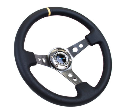 NRG - DEEP DISH SPORT STEERING WHEEL REINFORCED VERSION W/ THREE SPOKE CENTER W/ ROUND HOLES 3IN DEEP DISH