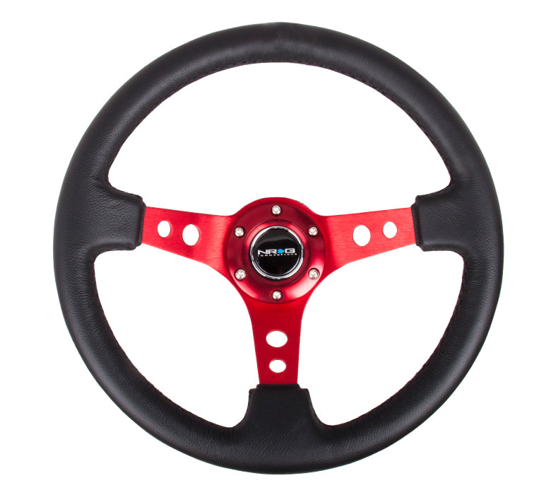 NRG - DEEP DISH SPORT STEERING WHEEL REINFORCED VERSION W/ THREE SPOKE CENTER W/ ROUND HOLES 3IN DEEP DISH