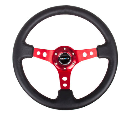 NRG - DEEP DISH SPORT STEERING WHEEL REINFORCED VERSION W/ THREE SPOKE CENTER W/ ROUND HOLES 3IN DEEP DISH