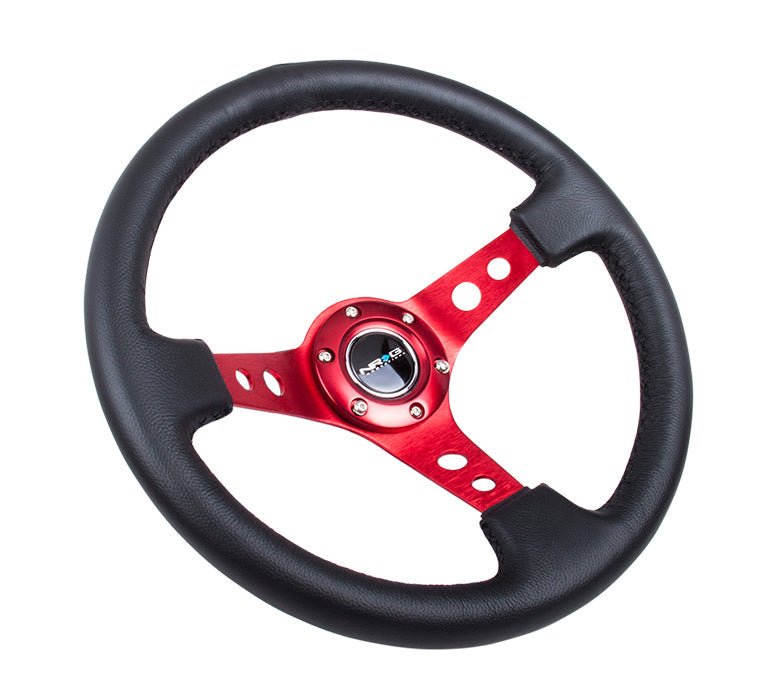 NRG - DEEP DISH SPORT STEERING WHEEL REINFORCED VERSION W/ THREE SPOKE CENTER W/ ROUND HOLES 3IN DEEP DISH