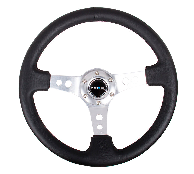 NRG - DEEP DISH SPORT STEERING WHEEL REINFORCED VERSION W/ THREE SPOKE CENTER W/ ROUND HOLES 3IN DEEP DISH