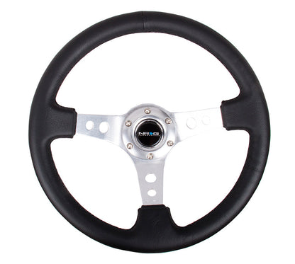 NRG - DEEP DISH SPORT STEERING WHEEL REINFORCED VERSION W/ THREE SPOKE CENTER W/ ROUND HOLES 3IN DEEP DISH