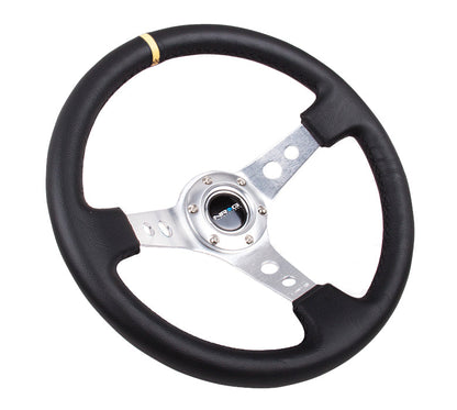 NRG - DEEP DISH SPORT STEERING WHEEL REINFORCED VERSION W/ THREE SPOKE CENTER W/ ROUND HOLES 3IN DEEP DISH