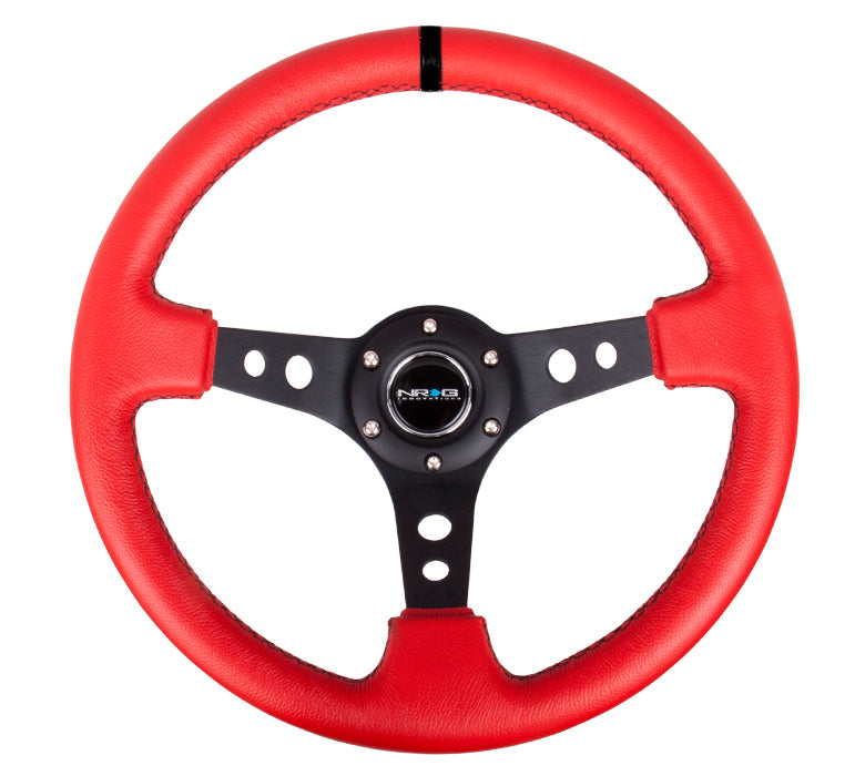 NRG - DEEP DISH SPORT STEERING WHEEL REINFORCED VERSION W/ THREE SPOKE CENTER W/ ROUND HOLES 3IN DEEP DISH