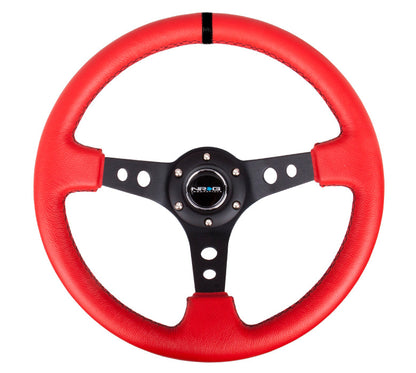 NRG - DEEP DISH SPORT STEERING WHEEL REINFORCED VERSION W/ THREE SPOKE CENTER W/ ROUND HOLES 3IN DEEP DISH