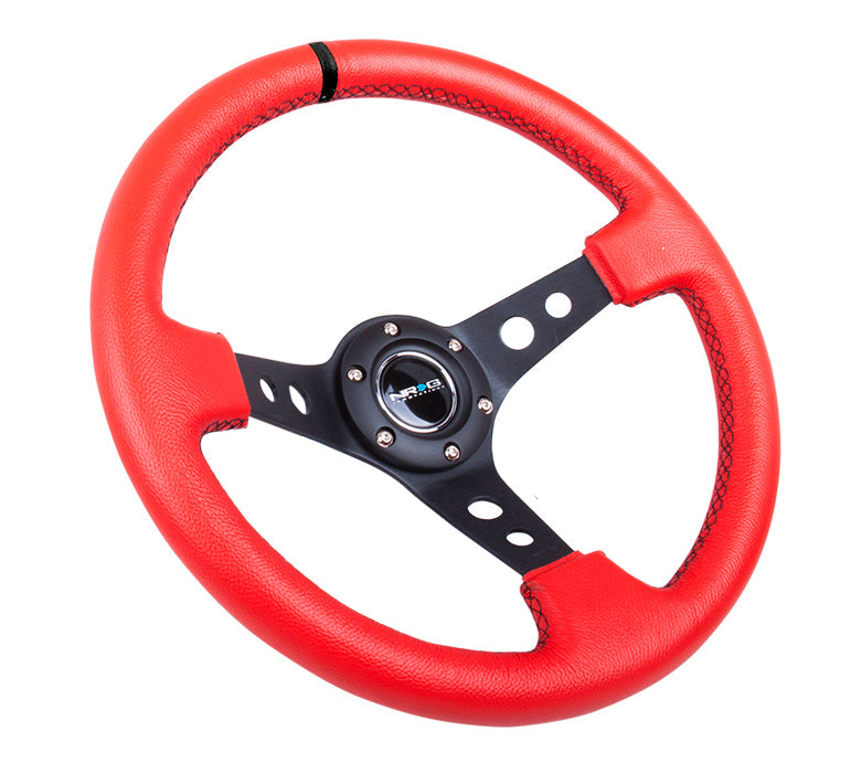 NRG - DEEP DISH SPORT STEERING WHEEL REINFORCED VERSION W/ THREE SPOKE CENTER W/ ROUND HOLES 3IN DEEP DISH