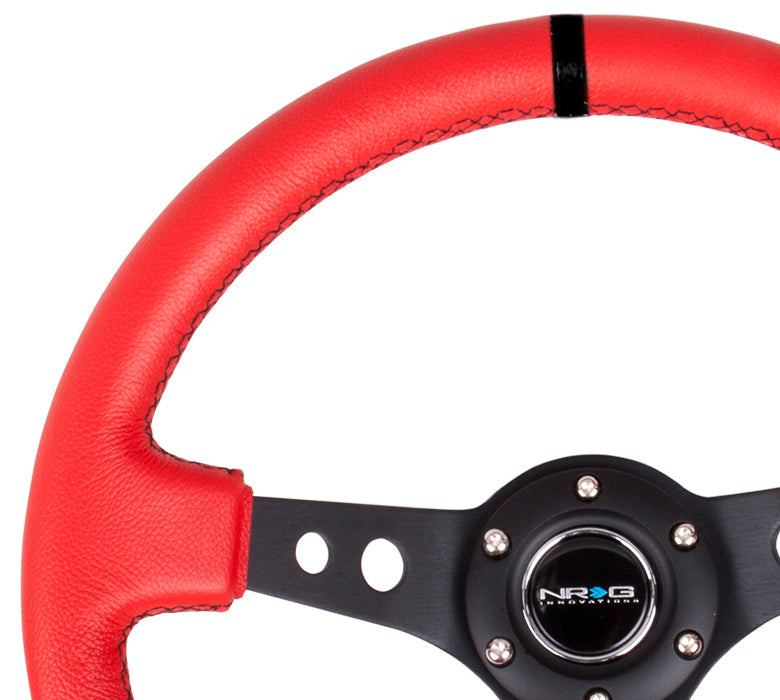 NRG - DEEP DISH SPORT STEERING WHEEL REINFORCED VERSION W/ THREE SPOKE CENTER W/ ROUND HOLES 3IN DEEP DISH